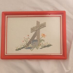 Red Framed Cross-Stitch Art